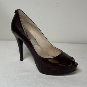 Michael Kors York Leather Peep Toe Pumps Sz 7.5